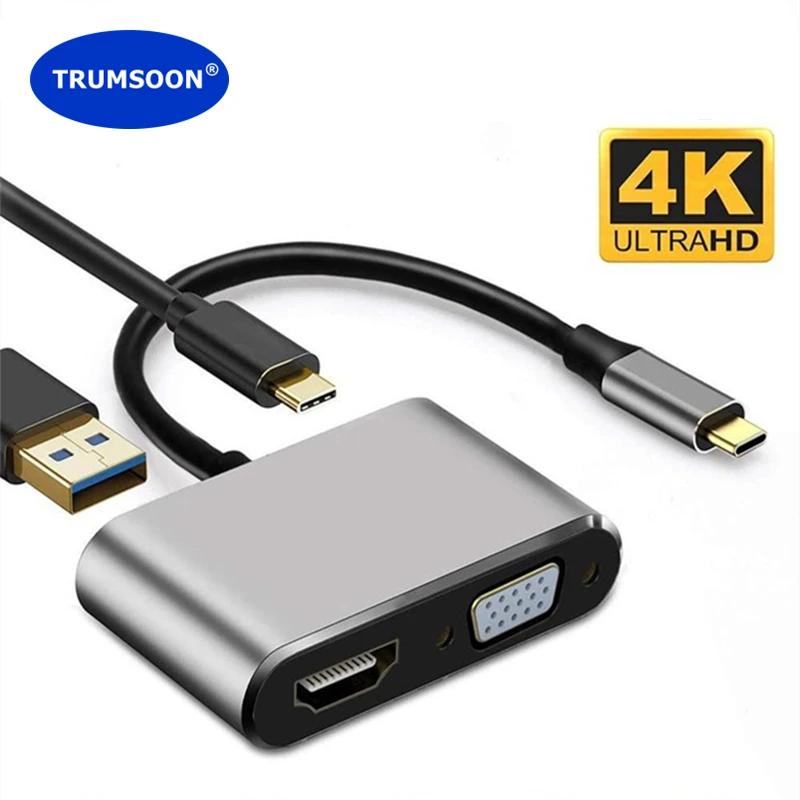 Trumsoon USB C -4K HDMI ȣȯ CŸ PD USB 3.0 , ƺ е  XPS15 Ｚ S21  ٵ ġ TV